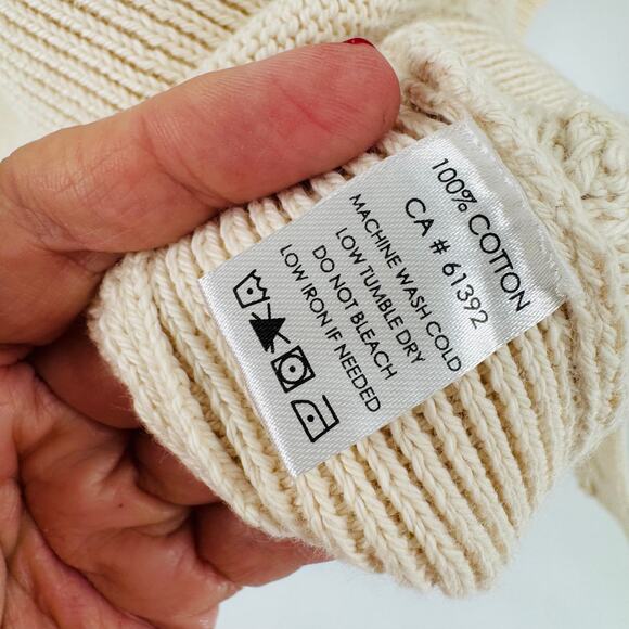 Shannon Passero Cream Knit Sweater L Denim Heart Elbow Patches Oversized Tunic - Picture 7 of 8